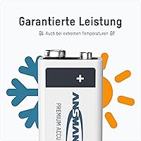 Vista 5 de ANSMANN Baterías recargables de 9 V 300 mAh precargadas de baja autodescarga NiMH batería de 9 voltios Batería de 9 V (paquete de 4)