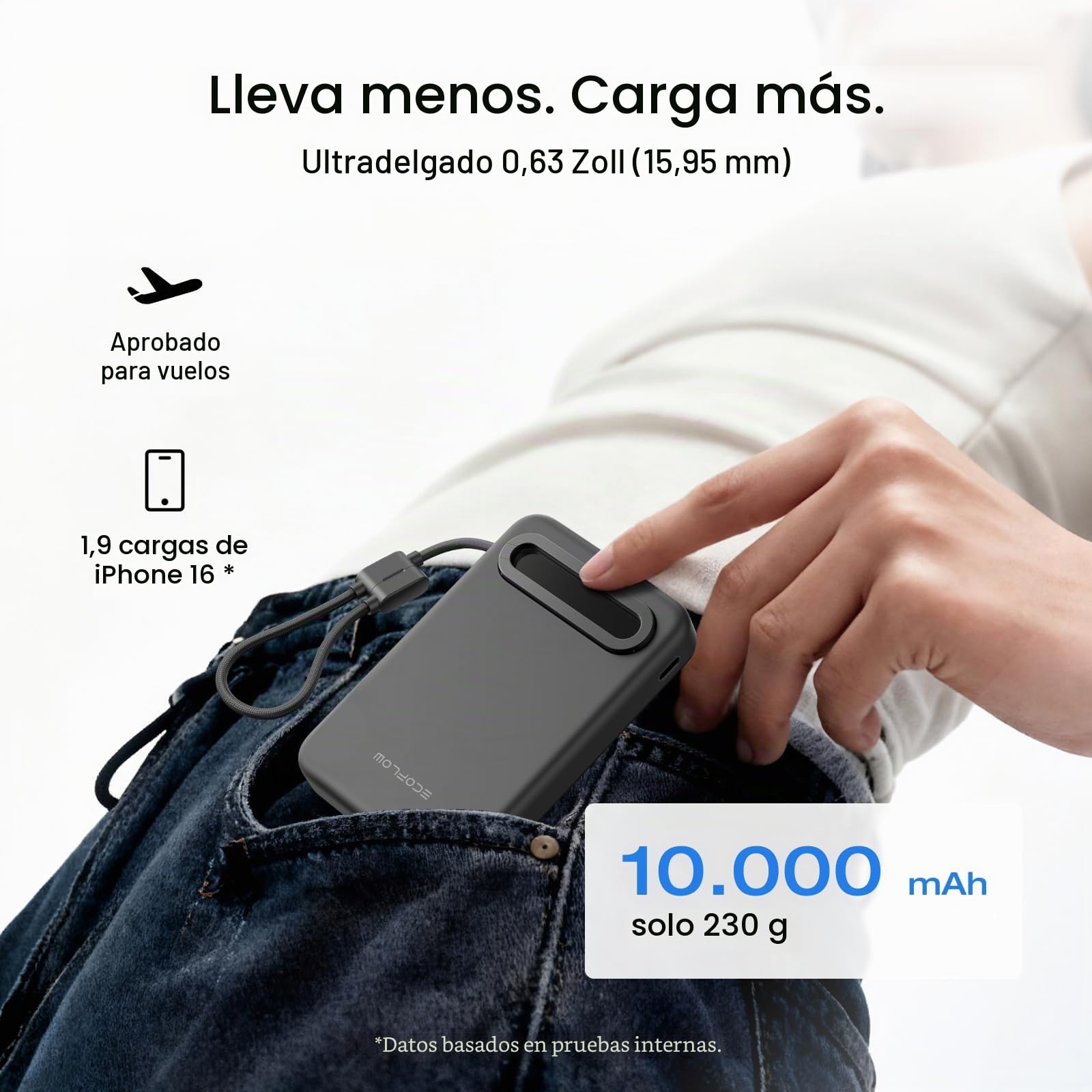 EcoFlow Qi2.2 Magnético Powerbank 10.000 mAh 25 W con Cable USB C 36 W, Certificado Qi2.2, batería Externa magnética inalámbrica inalámbrica portátil para iPhone 17/16/15 Pro MAX, Negro