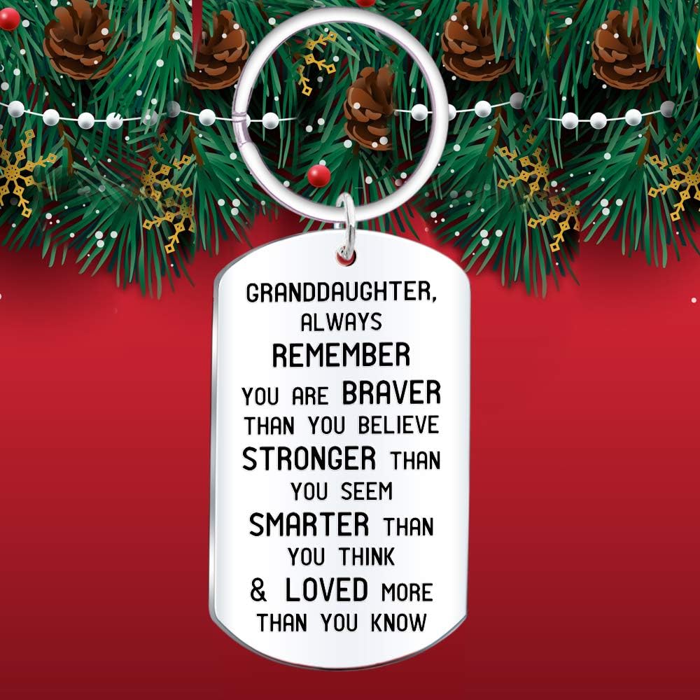 Granddaughter Inspirational Jewelry Keychain Gift- Always Remember You are Braver Stronger Smarter : Clothing, Shoes & Jewelry