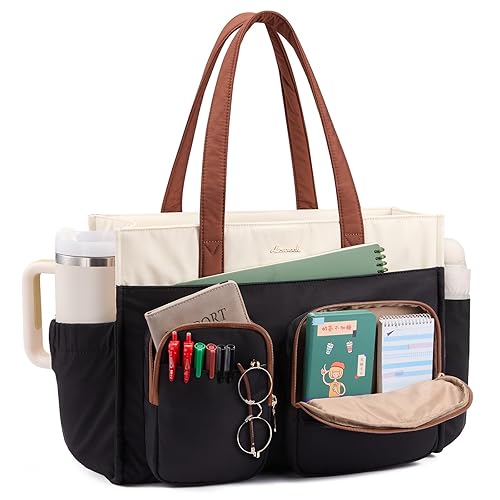 LOVEVOOK Teacher Tote Bag for Women,Multi-pocket Laptop Bag with Large