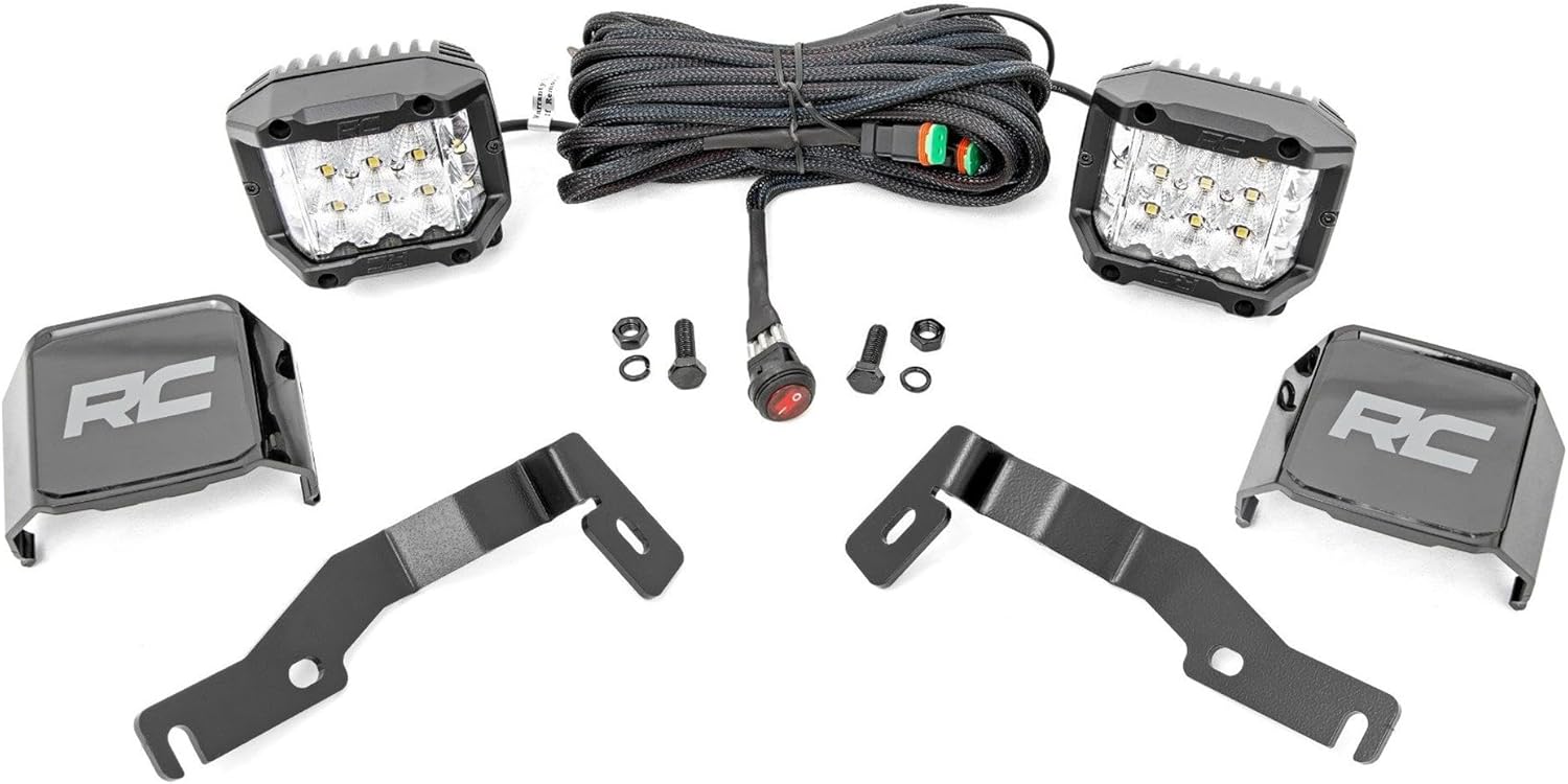 Rough Country Dual 3" LED Ditch Light Kit for Toyota Tacoma (2024) - 2X Osram Wide Angle 3-in LED Pods, Light Covers