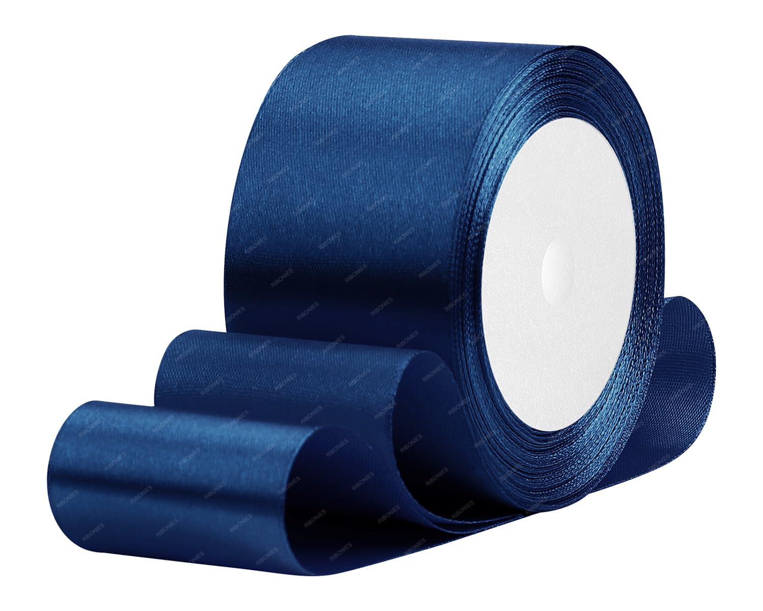 2 Rotoli Nastro Di Raso Blu 38mm X 22m - Per Confezioni Regalo, Decorazioni Matrimonio, Fai Da Te, Artigianato - Tessuto Lucido Di Poliestere