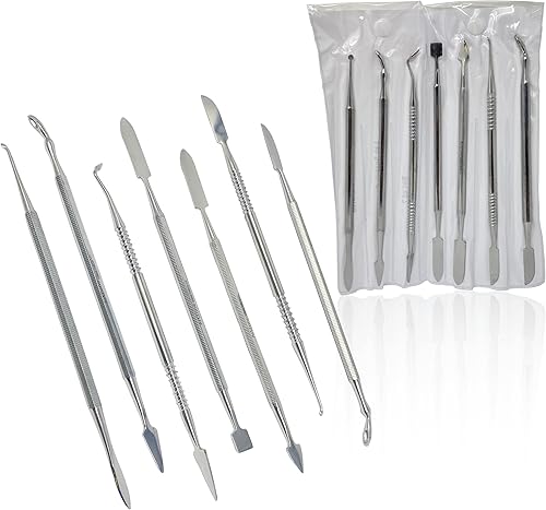 Vista 20 de Cynamed, juego de herramientas para esculpir arcilla y cera, espátula de acero inoxidable, 10