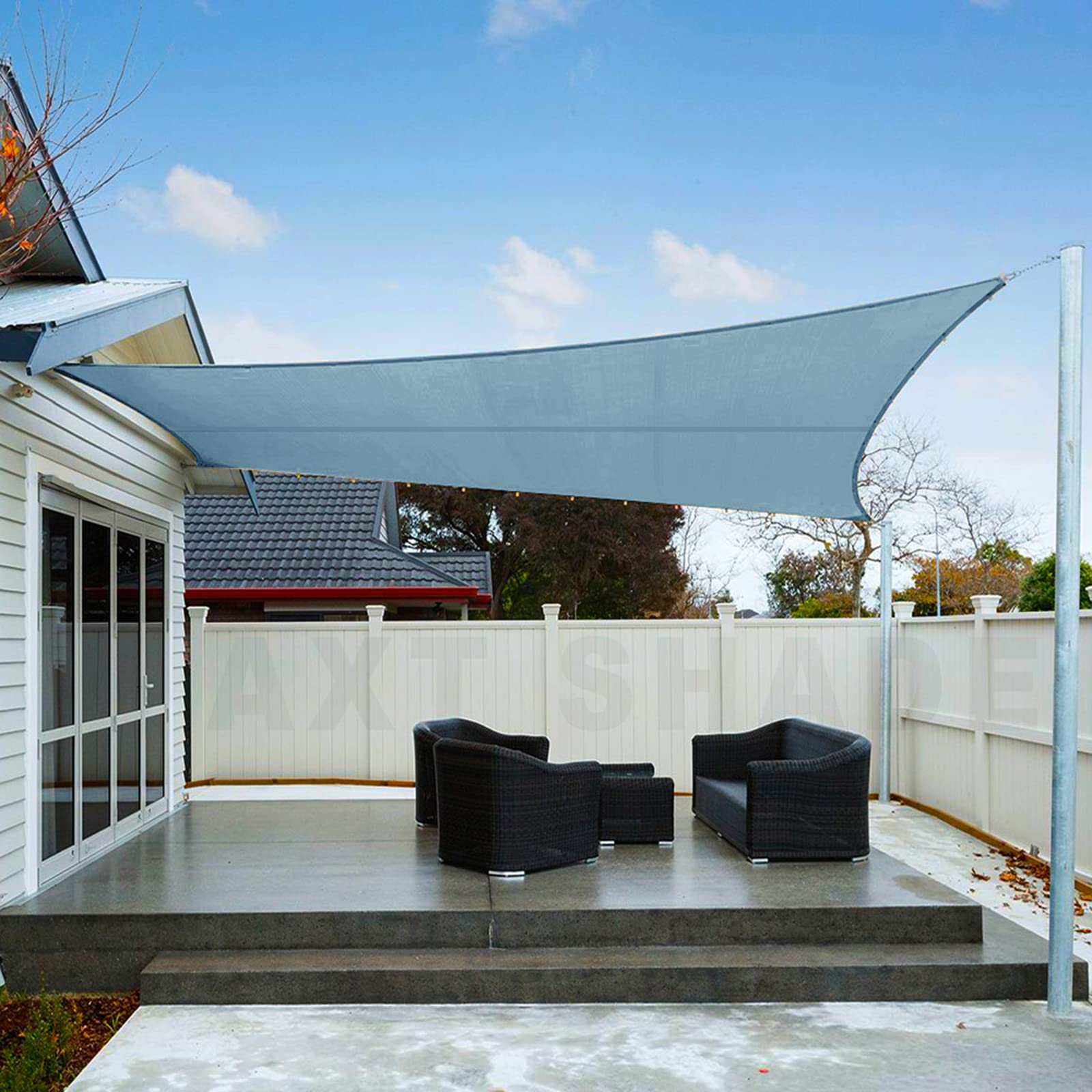 AXT SHADE Toldo Vela de Sombra Impermeable Triangular 3x3x4,25m Protección Rayos UV para Exterior Terraza Patio Jardín-Arena — view 30