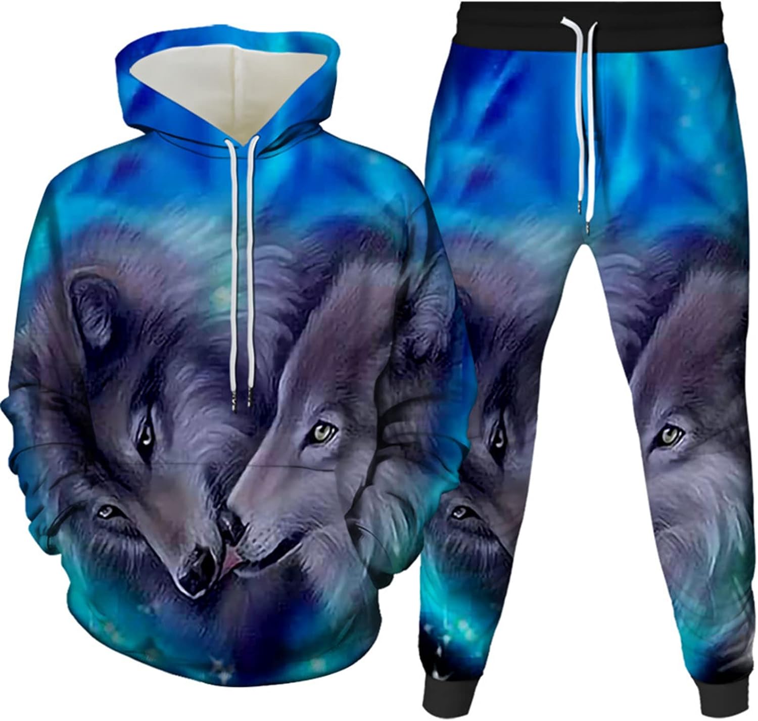 Wolf Pattern Hoodie Harajuku Sweatshirt 