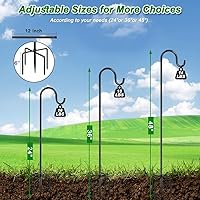 Vista 4 de 48 Inch Shepherds Hooks for Outdoor, Heavy Duty Bird Feeder Pole with 5 Prong Bases, Garden Hanging Stake for Bird Feeder, Solar Light, Plant