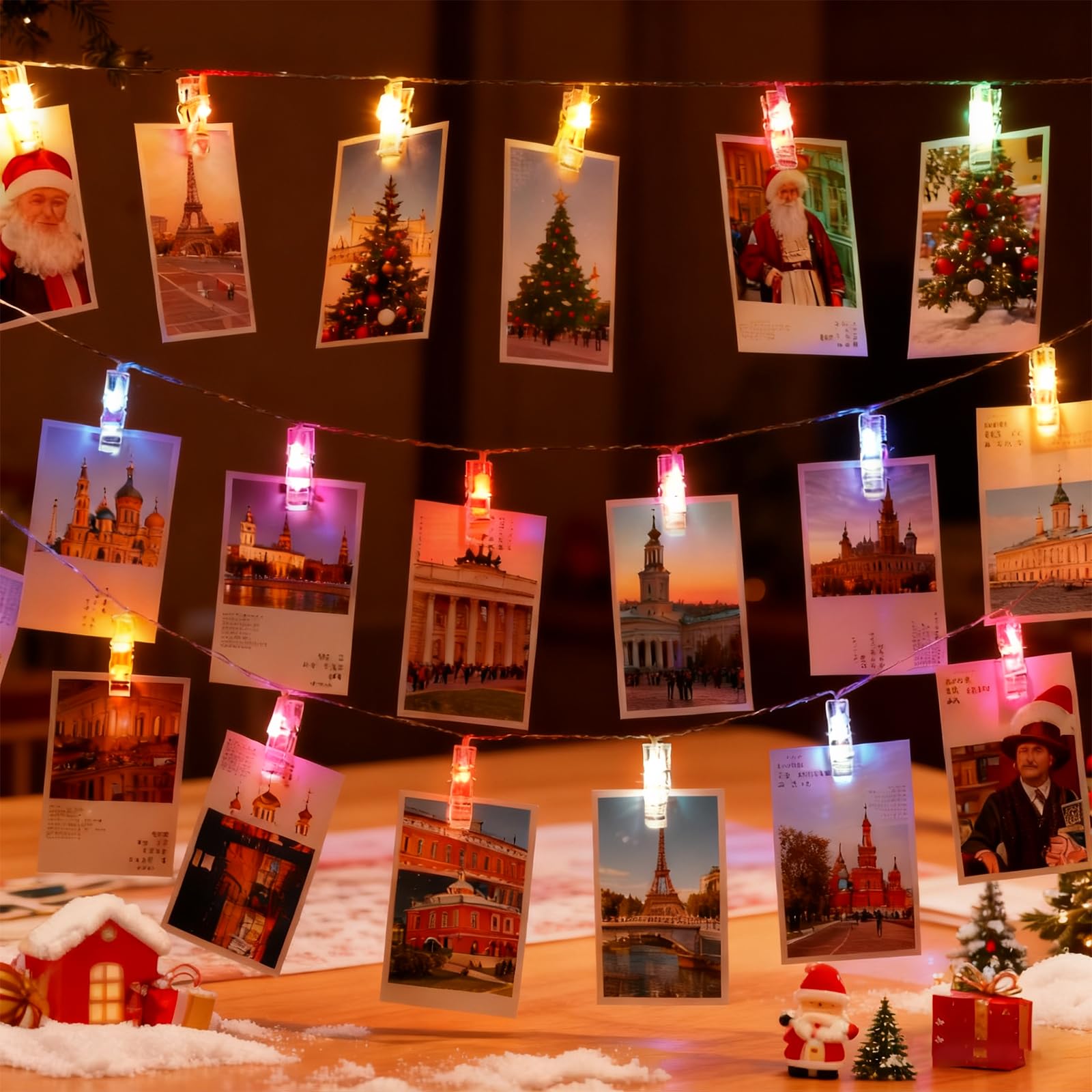 SPERMUOY Foto Lichterkette mit Klammern,3M 20 LED Fotoclips Lichterkette,fotos klammern für Zimmer, Wohnzimmer, Hochzeiten, Weihnachten, Party Deko, Bilder Aufhängen