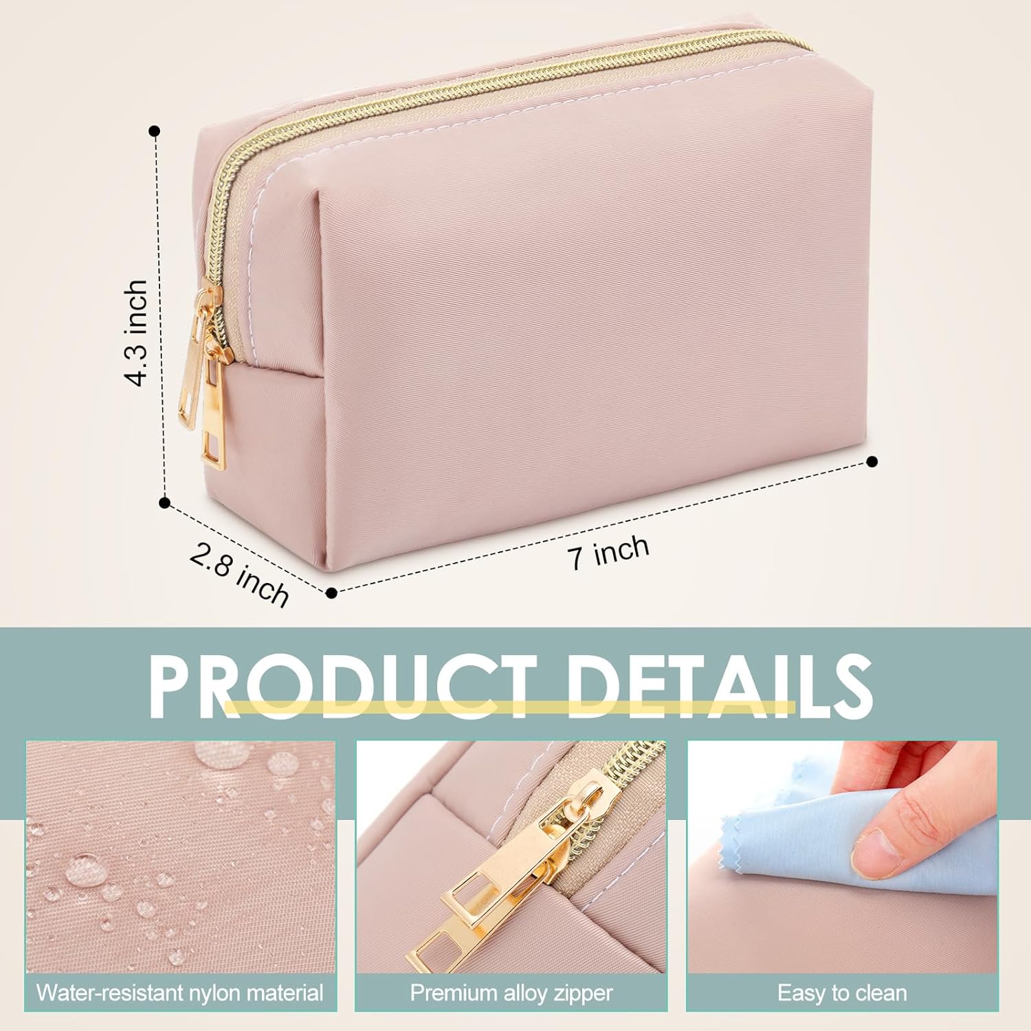 Kigeli 12 Pcs Nylon Makeup Bag Bulk Cosmetic Pouches Preppy Cosmetic Bag for Women Waterproof Travel Zipper Organizer Little Outdoor Accessory Makeup(Nylon, Foam,Morandi) - Image 2
