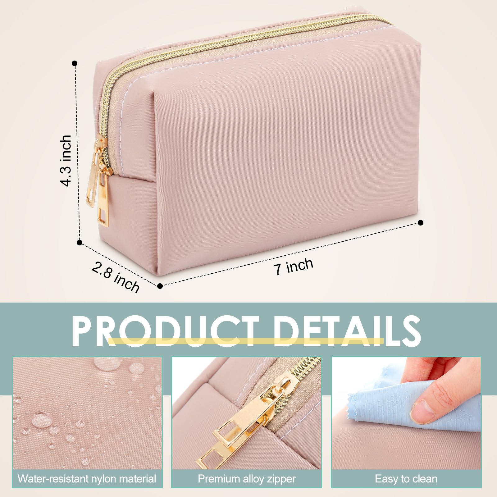 Kigeli Morandi Make-up-Tasche, Nylon, Make-up-Tasche, adrette Kosmetiktasche, Reißverschluss, Make-up-Tasche für Damen, wasserdicht, Reise-Organizer, kleines Outdoor-Zubehör, Kulturbeutel,