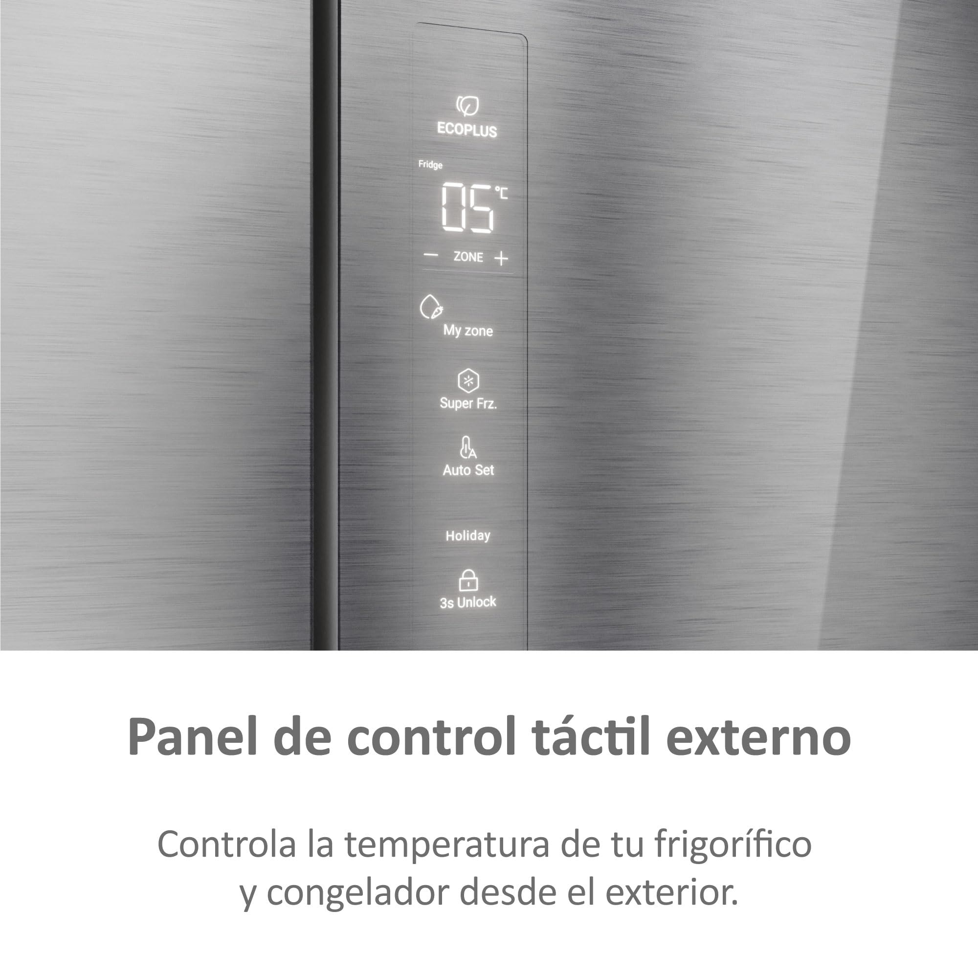 Haier FD 83 Series 7 HFR7819ENGC - Frigorífico Puerta Francesa, 504L, Cajones Direct Access, AirFlow, WIFI, Motor Inverter, Humidity Zone, Total No Frost, Ancho 83cm, Daylight, Glass Inox Look