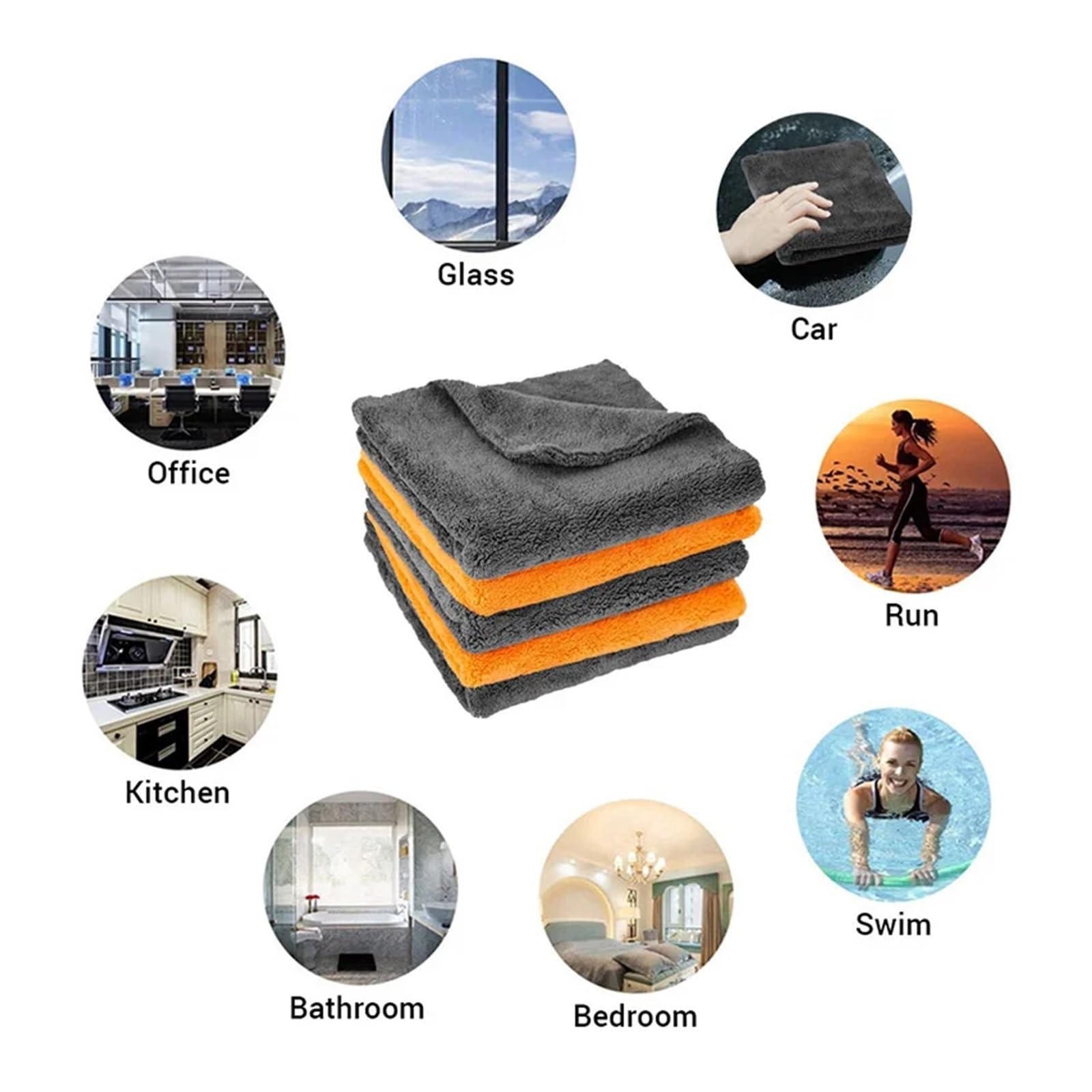 40 stücke 40X40cm Mikrofaser Handtücher Auto Pflege Waschen Verdicken Handtuch Auto Detaillierung Trocknen Tuch Reinigung Werkzeug Auto Waschen Zubehör für Autopflege(Gray)