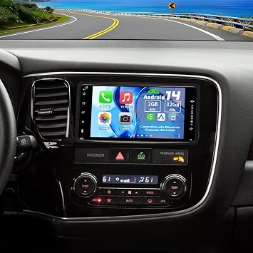 Android 14 Double Din Car Stereo Upgrade Radio for Mitsubishi Outlander 2014-2020,7" Touchscreen Wireless Carplay Android Auto GPS WiFi Bluetooth RDS DSP SWC Mirrorlink Mic Backup Camera