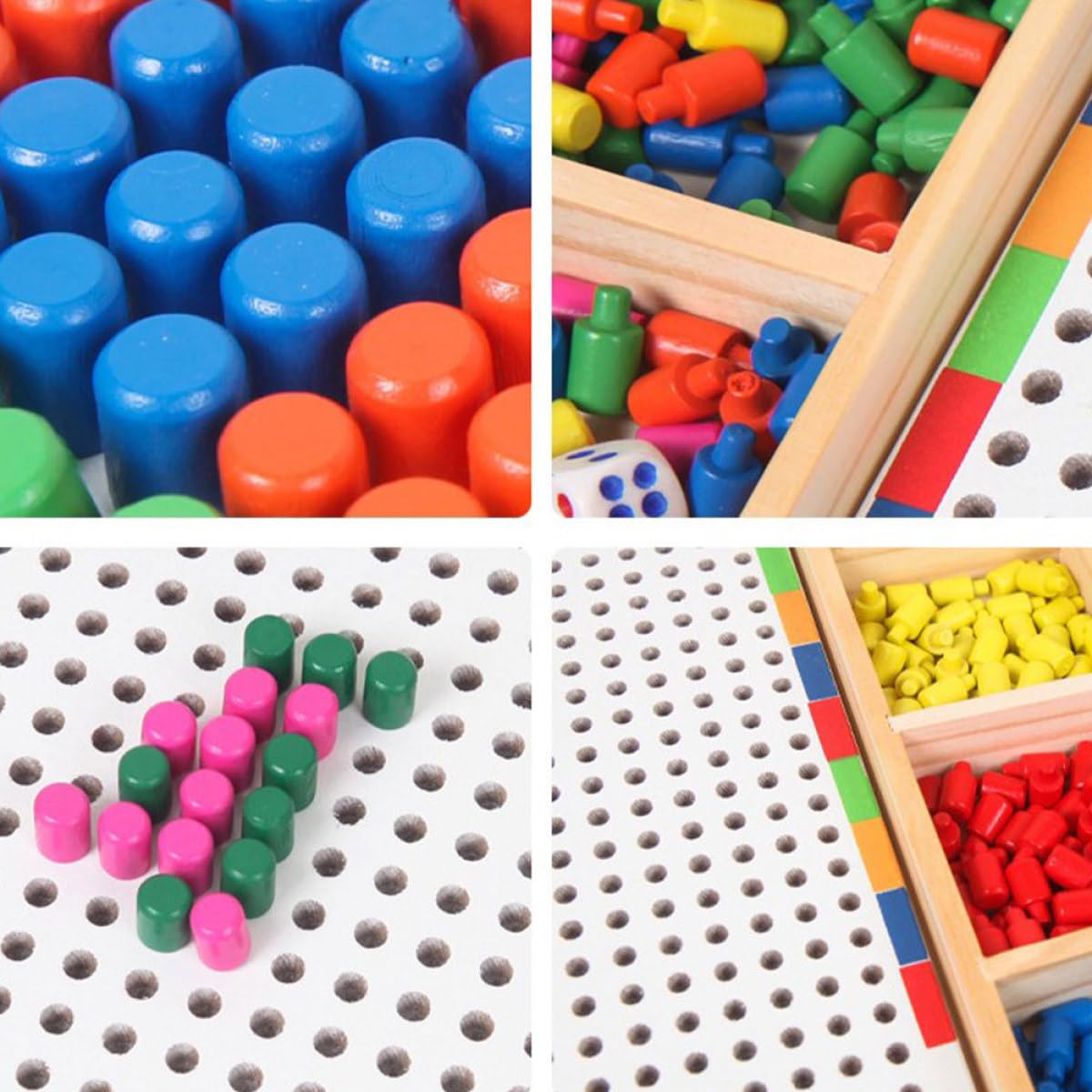 SUPVOX Giocattolo Educativo Puzzle Fungo Chiodini Colorati in Legno, Set per Bambini per Coltivare Riconoscimento dei Colori Creatività e Divertimento Quotidiano