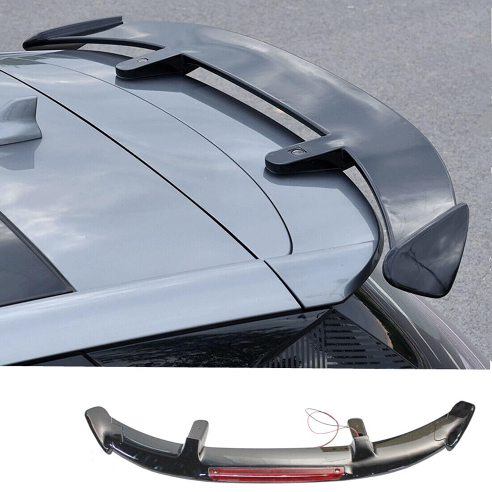 MUTUSAISI Universal Rear Window Roof Spoiler Drilling Installation Wing Compatible with Most Hatchback/SUV/Wagon/Minivan (with LED Light)