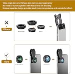 3-in-1 Kit d'objectif pour appareil photo intelligent – 0.62× Angle large + 25× Macro + 235° Fisheye, Objectif universel pour iPhone/Samsung/Android Phones, Voyage & Vlog Friendly