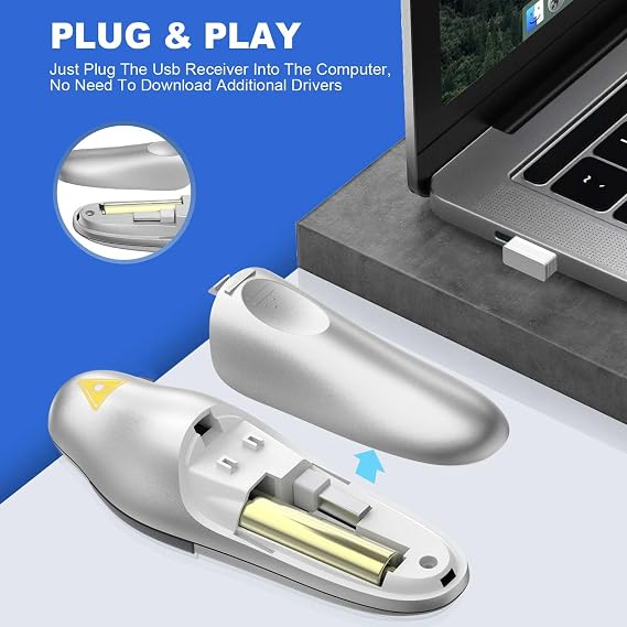 QUI 2 Pack Wireless Presenter PowerPoint Clicker, USB, Silver