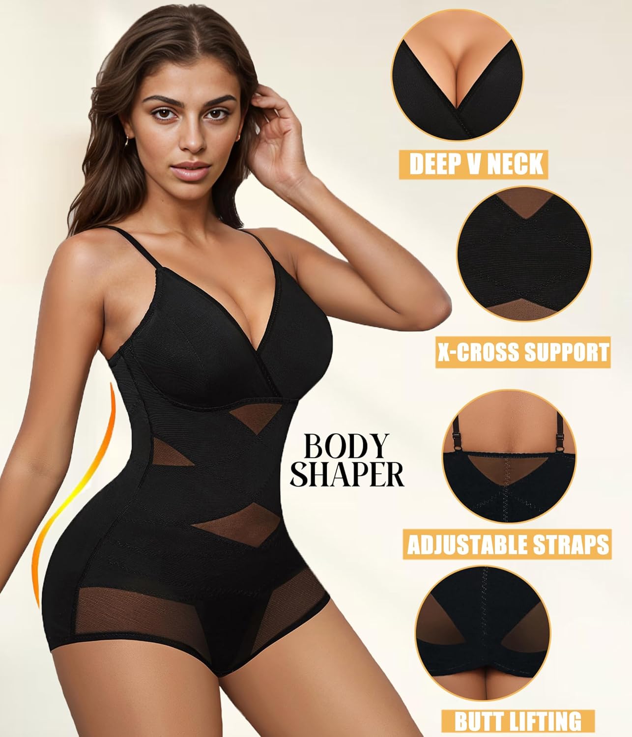 Avidlove Shapewear Bodysuit for Women Body Shaper Tummy Control Shapewear Plus Size Body Suits with Snap Crotch - Image 4