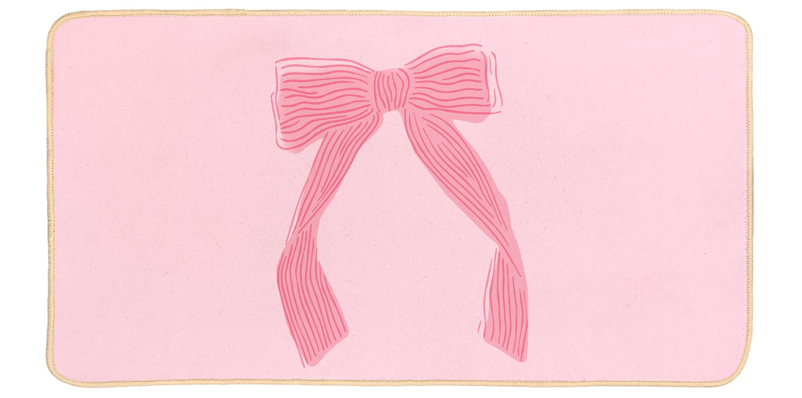 ETYZE Coquette Preppy Pink Bow Welcome Mat Front Door Mat Kitchen Bath Mat, Pink Bathroom Bow Decor Floor Mats, Gifts for Women Teen Girls, 30 x 16