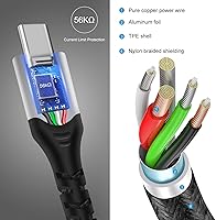 Vista 4 de Fasgear Cable USB tipo C de 10 pies de carga rápida 3A de nailon trenzado largo USB A a USB C, cable de carga compatible con controlador PS5/Samsung