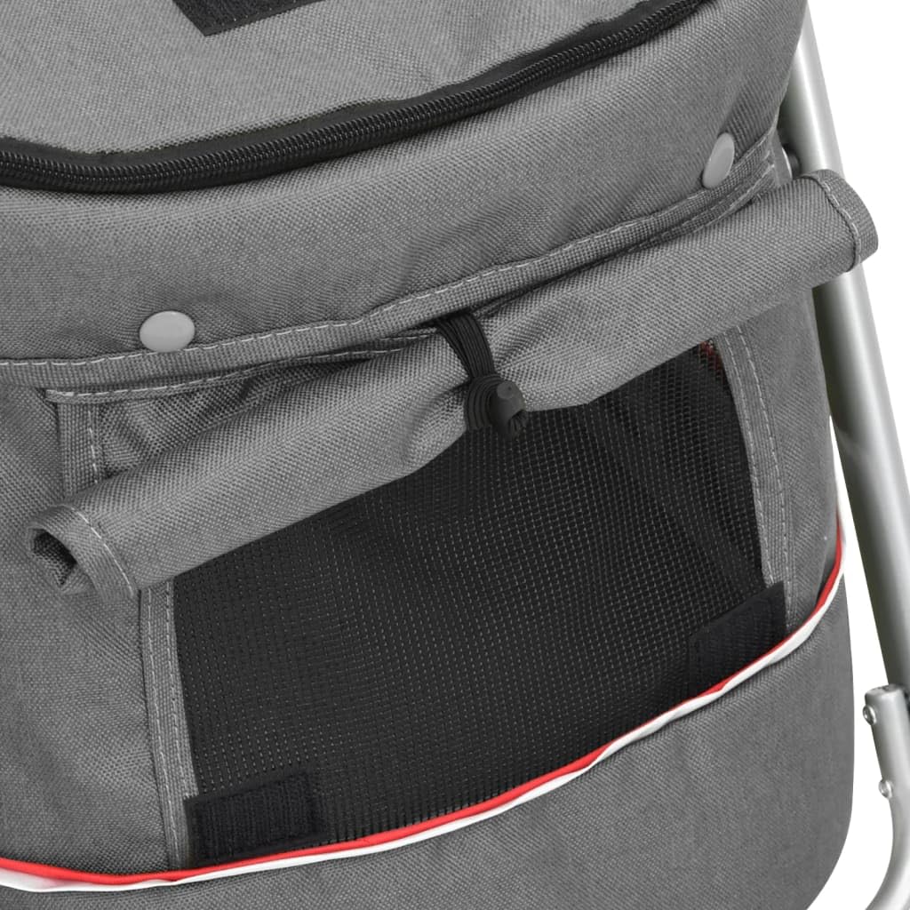 vidaXL Poussette pour chien pliante Gris 100x49x96 cm Tissu de lin, poussette pour chiot, poussette pour chien à roulettes