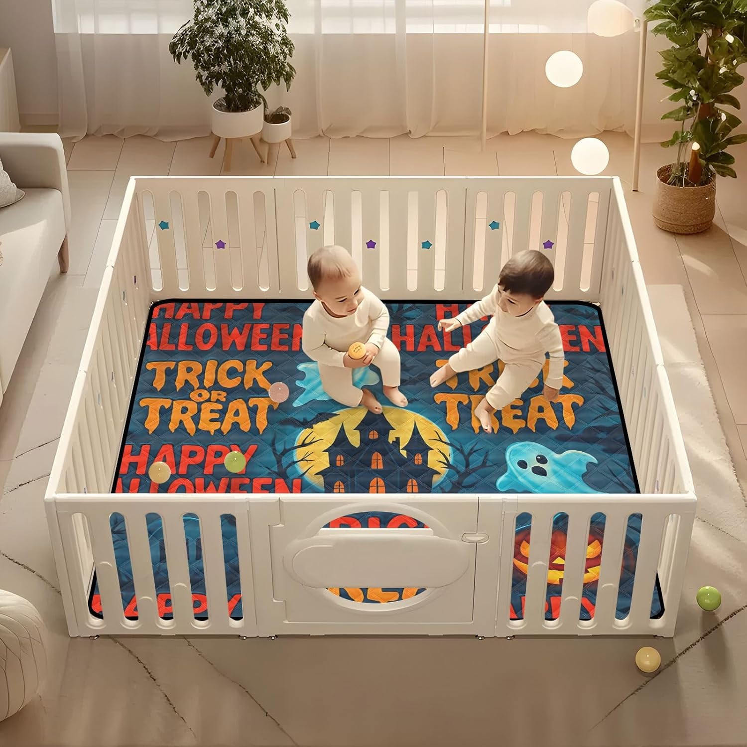 Graffiti: Trick Or Treat! Baby Play Mat, 50“ X 50” Washable Folding Crawling Mat, Baby Floor Mat, Soft, Non-Slip