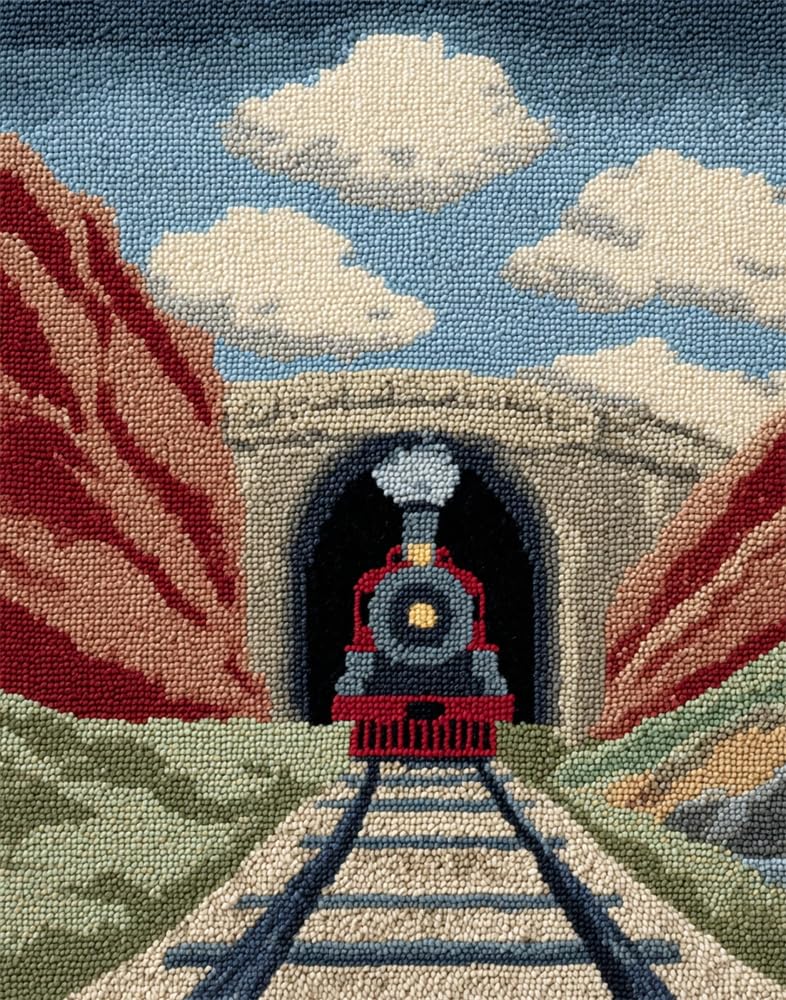 FWRTYCB Latch Hook Rug Kits,Vintage Steam Train