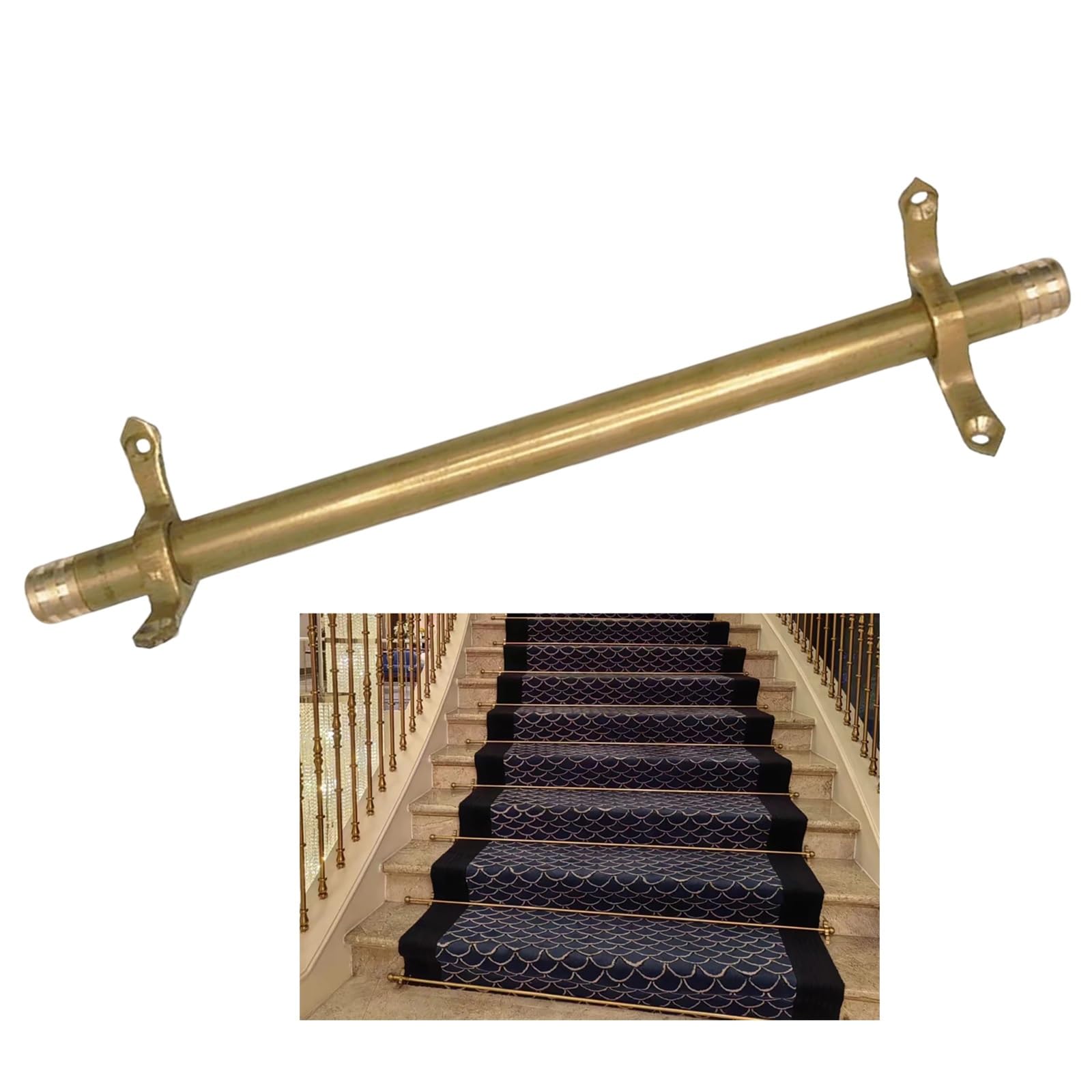 Soportes de alfombra para escaleras con postes de presión