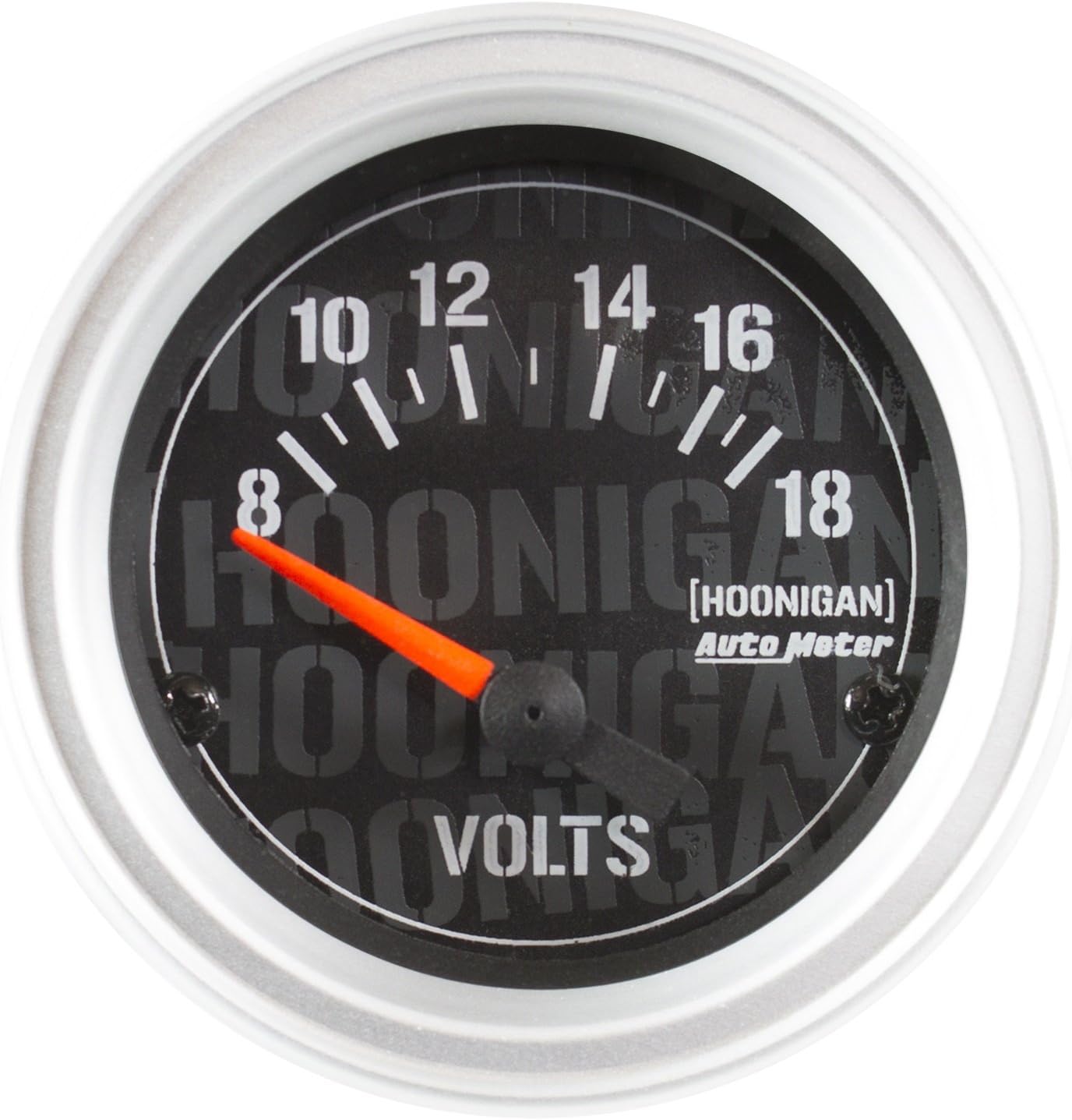 AutoMeter 4391-09000 Voltmeter, Hoonigan Ultra-Lite, 8-18V, Electric, Analog, Short Sweep, 2-1/16 in Diameter, Black Face, Each
