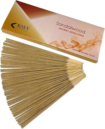 Ancient Sensations Premium Incense Sticks - 1% Natural No Chemicals - 1 Hour Burning - 100gr Sandalwood
