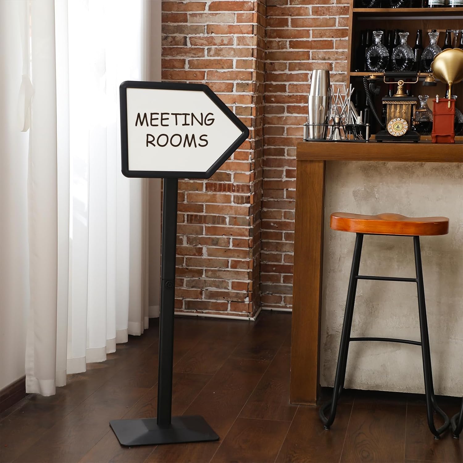 Lincia 2 Sets 47" Black Directional Arrow Sign Stand Adjustable Floor Arrow Sign 17.8"x12.6" Large Dual Sided Magnetic Dry Erase Board with Metal Pedestal 4 Markers 1 Dry Eraser for Indoor Outdoor