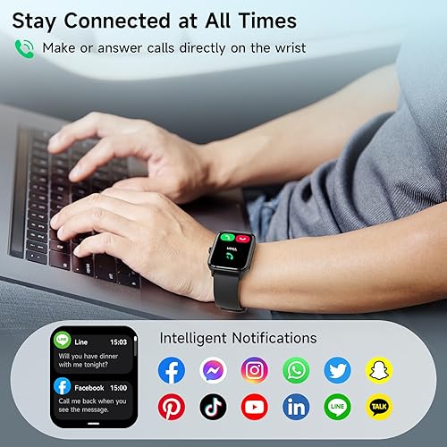 Miniatura 5 de Relojes inteligentes para hombres y mujeres, Alexa integrado, reloj inteligente de 1.8 pulgadas con frecuencia cardíaca, SpO2sueñoestrés, rastreador