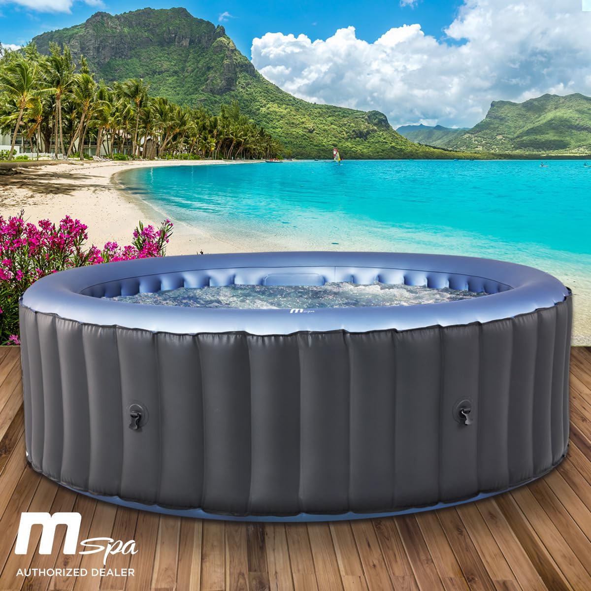 BRAST Whirlpool aufblasbar MSpa Bergen für 4-8 Personen | viele Größen Ø180-224cm | In- Outdoor Pool | Ganzjähriger Einsatz | bis zu 144 Massagedüsen | Stromsparend inkl. Energiespar-Timer | Bergen 4