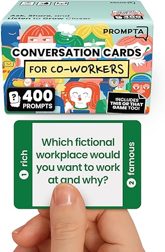 400 tarjetas de conversación para compañeros de trabajo, dos divertidos juegos de trabajo en equipo para el trabajo, tarjetas de preguntas