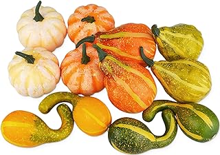 12Pcs Lifelike Simulation Realistic Mixture of Artificial Pumpkins Fake ...