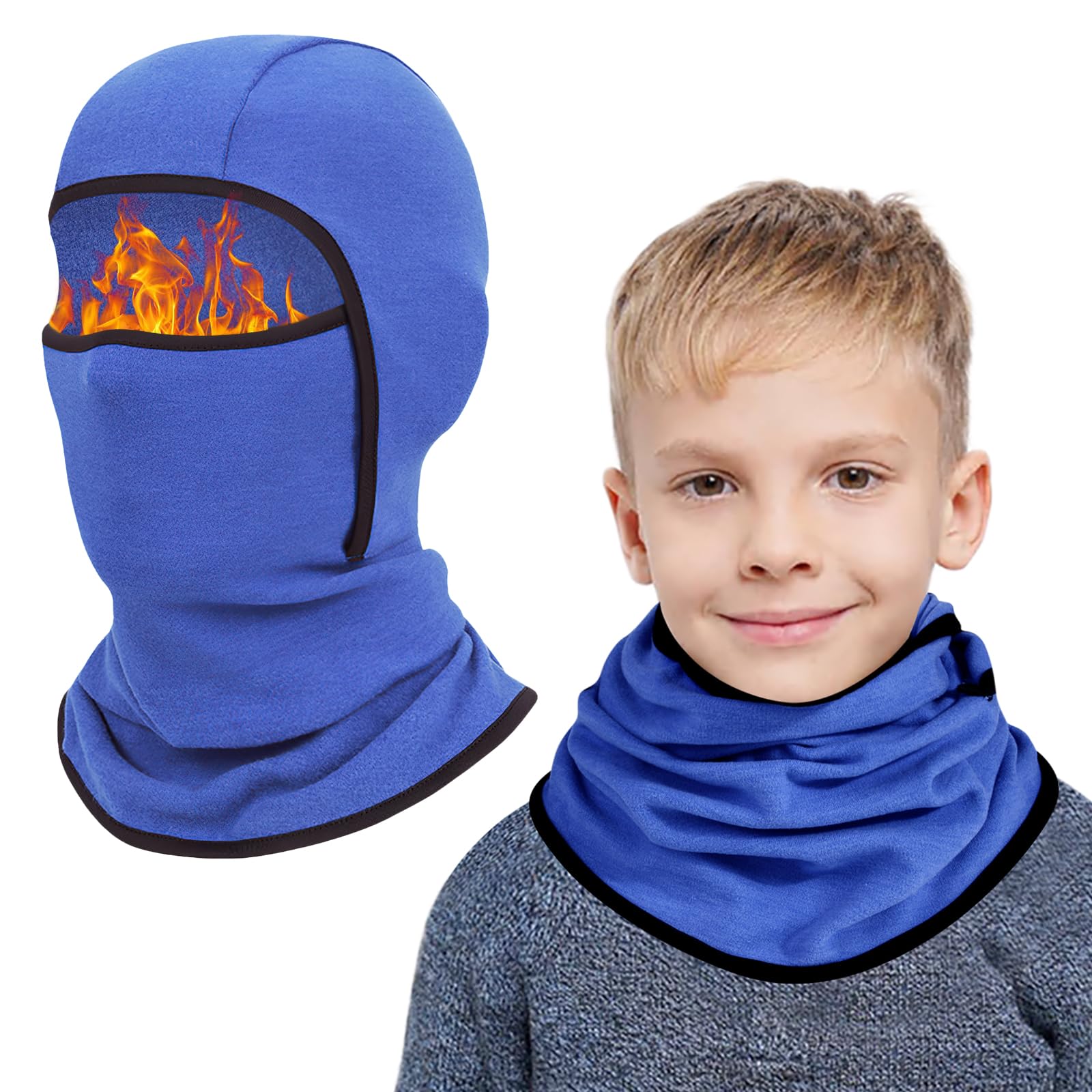 Pasamontañas Térmico Niños 6-14 Años, Invierno Multifunción Prueba de Viento Forro Polar Cálido Máscara de Esquí de Ciclismo Sombreros Gorro con Calentador de Cuello, Mascarilla para Niños Niñas