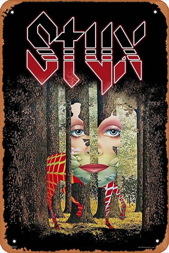 Retro Tin Signs Styx The Grand Illusion Album Cover Classic Rock Music Merchandise Retro Vintage 70s 80s Aesthetic Band Laminated Dry Erase Wall Poster 8 x 12 inch