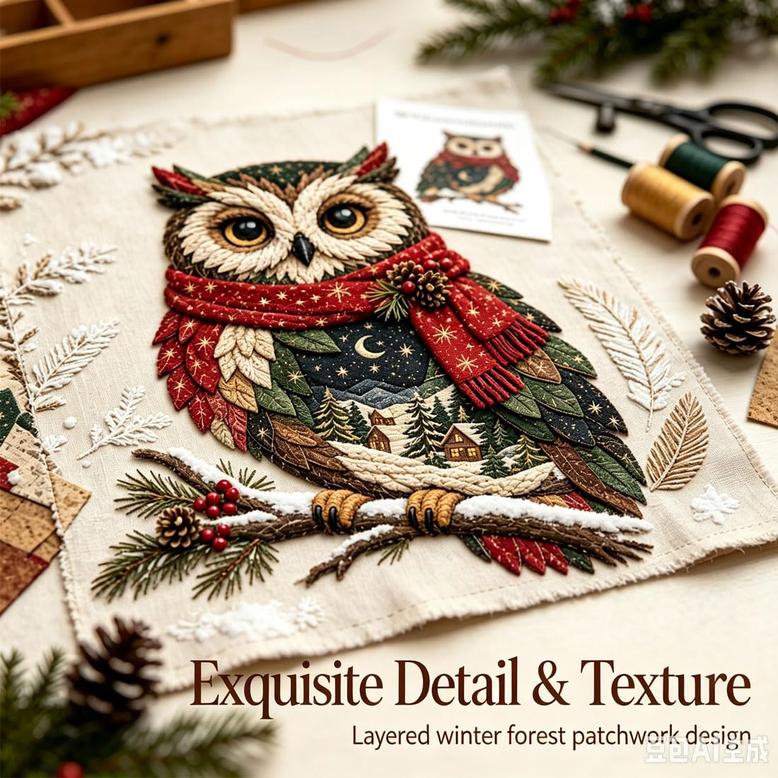 Kit Fai Da Te Per Patchwork Natalizio Con Animali Del Bosco (Mucca)