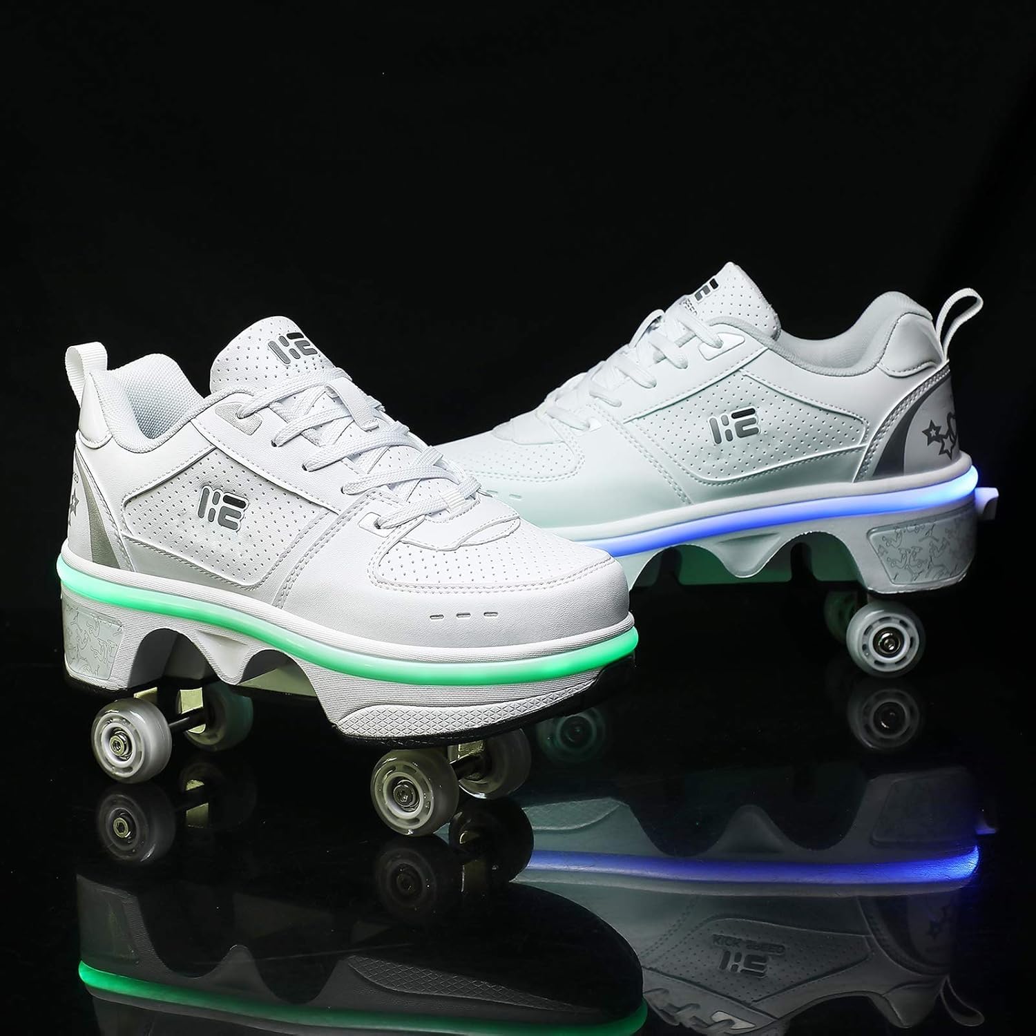 Rolki Z Kolorowymi Diodami Led - Męskie I Damskie Buty Do Jazdy Na Rolkach, Automatyczne Buty Do Chodzenia Dla Dorosłych I Dzieci, White, 7.5 UK