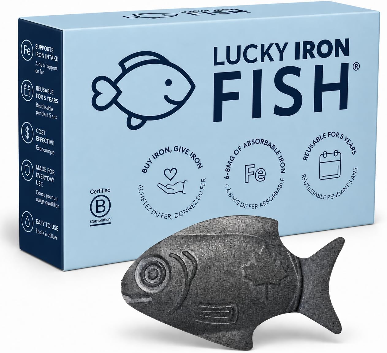 The Original Lucky Iron Fish ®. No Side-Effect Iron Source. 5-Years Supply.