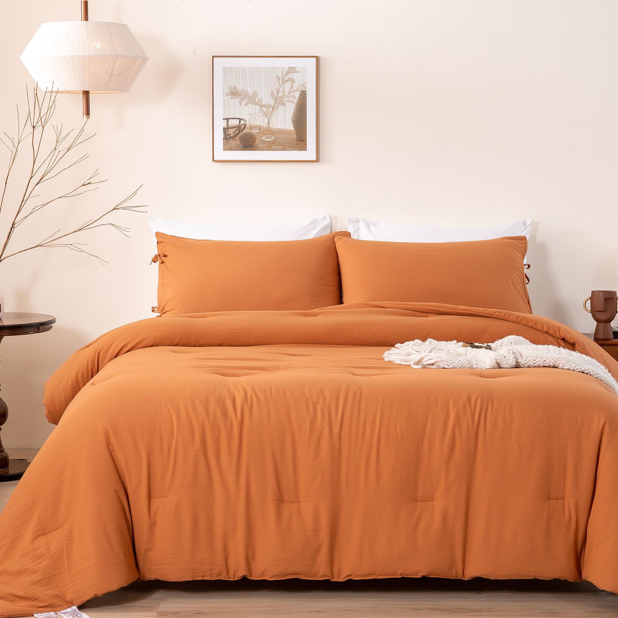 Amazon.com: BOHOPOPM Burnt Orange Full Size Comforter Set, 3