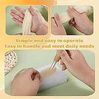 Vista 4 de Hilo de lana de 3.53 onzas, suministros de fieltro de lana, lana pura, hilo grueso, lana giratoria para fieltro de aguja, fieltro húmedo, hilado a