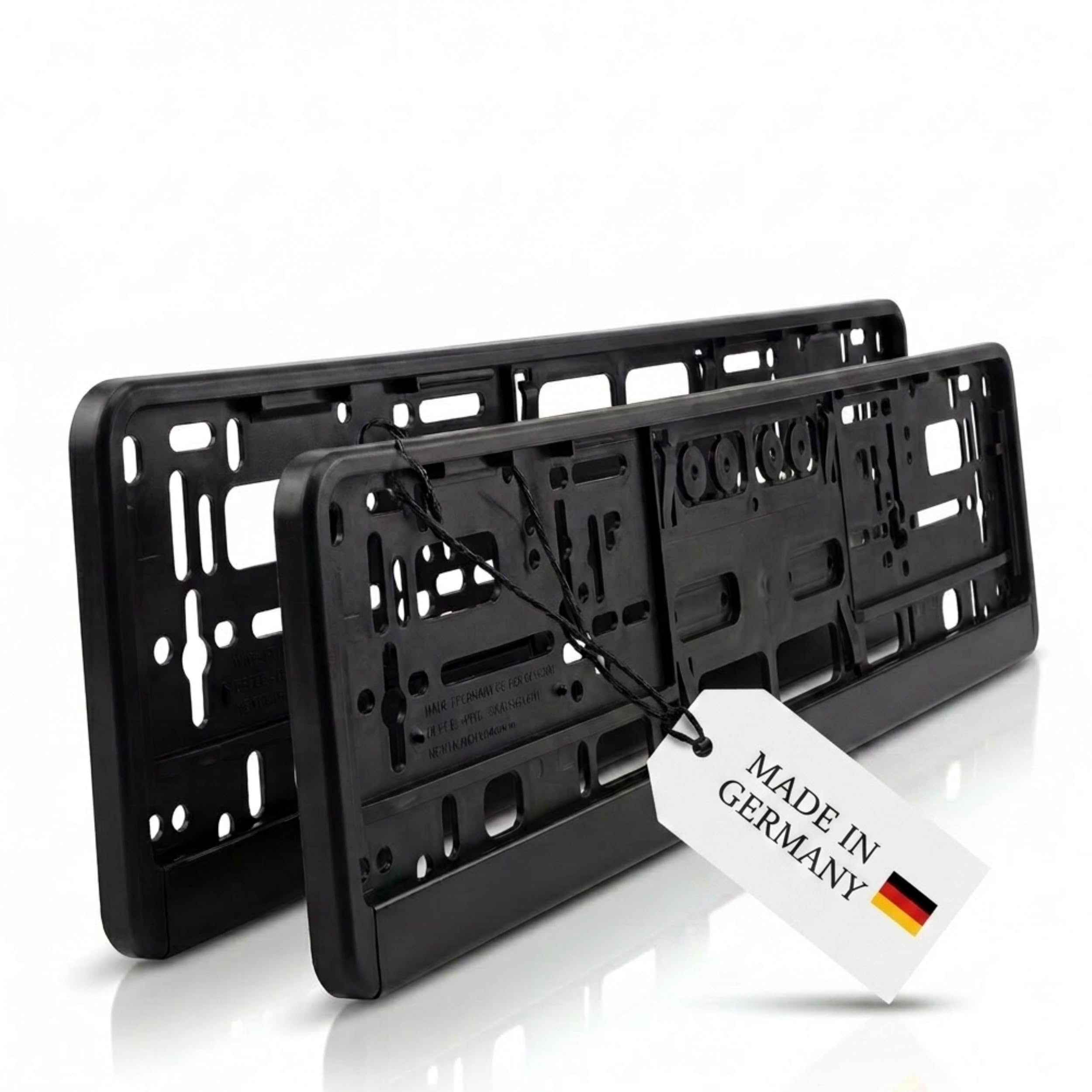 Sunmondo - Lot de 2 supports de plaque d'immatriculation pour voiture - Fabriqué en Allemagne - Noir