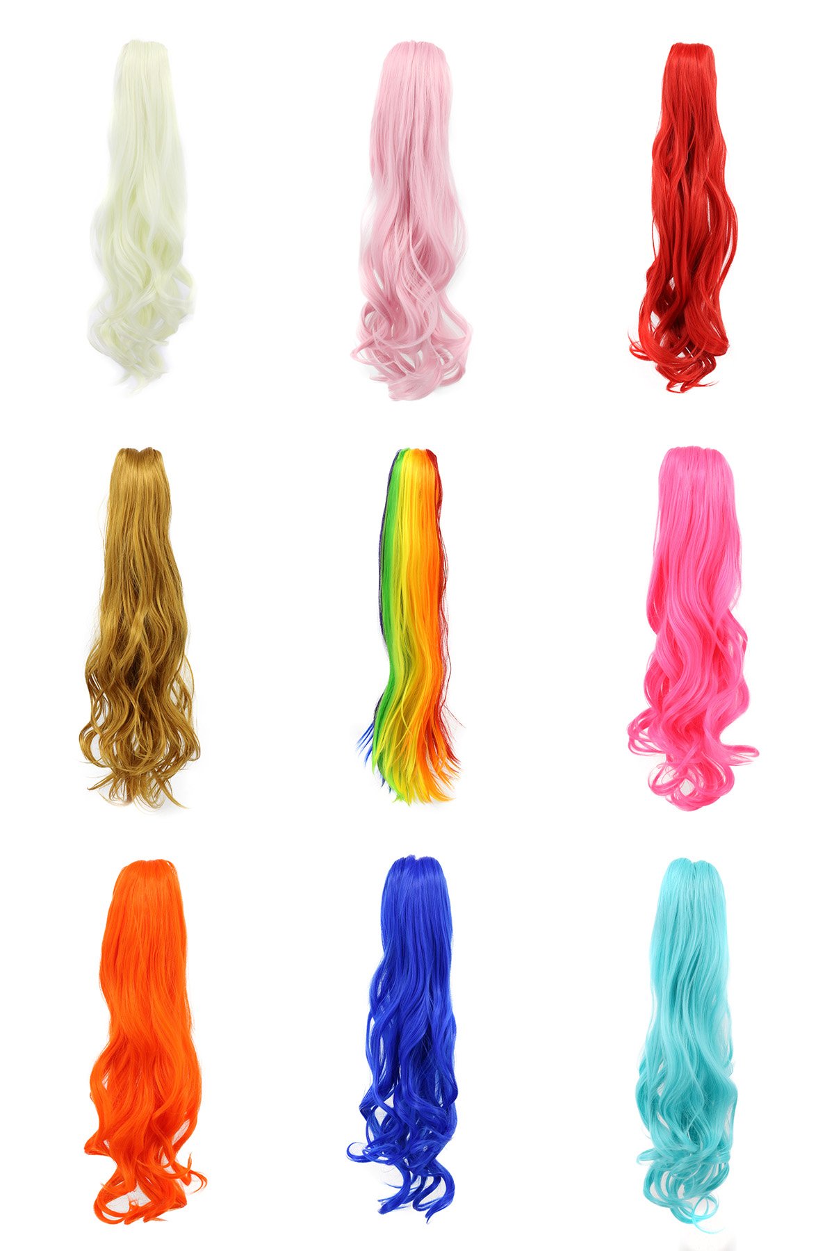 Karlery Curly Clip In Thick Claw Drawstring Ponytail Extension Multi-colored Hair Pony Tail Hair Extension (Hot Pink) - Image 3