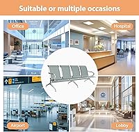 Vista 5 de Kinfant Sillas de sala de espera – Sillas de recepción de conexión de 4 asientos, sillas de sala de espera con brazos y marco de acero inoxidable