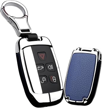 ontto Key Cover Fit for Land Rover Key Case Metal Leather Key Holder with Keychain