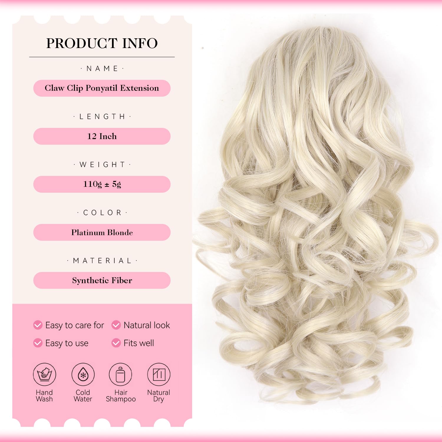 Clip in Ponytail Hair Extensions, 12 Inch Curly Ponytail Extension - Image 2