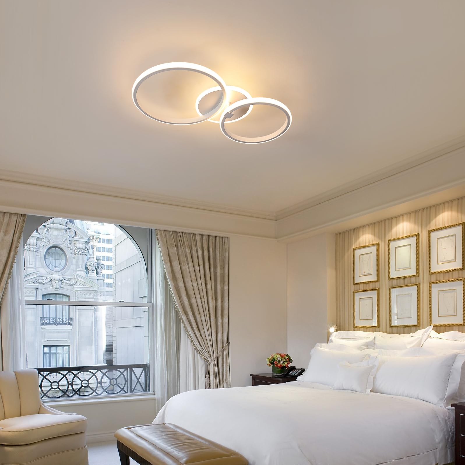 DELIPOP Plafoniera LED Moderno, 42W 4725LM Lampada da Soffitto Rotondo, Lampadario LED Luce Calda 3000K per Soggiorno Camera da Letto Cucina, Bianco