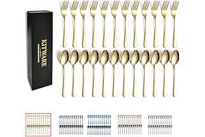 LITWARE 24-Piece Gold Spoons and Forks Flatware Set
