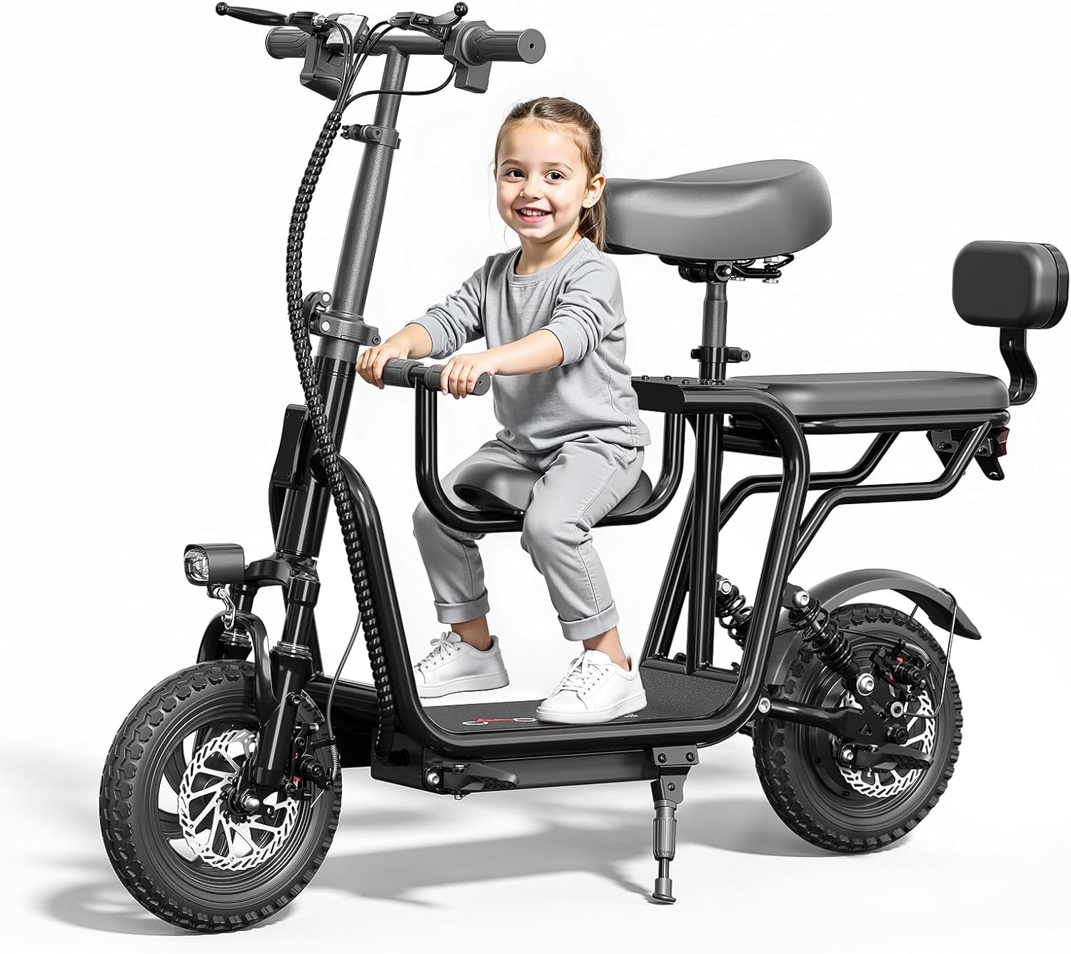 EILLEO Electric Scooter with Seat, 48V E Scooter with Seat for Adult 500W Max Motor, 17.4MPH 20 Miles Range, 12'' Pneumatic Tires, Commuting Scooter with Double Braking System
