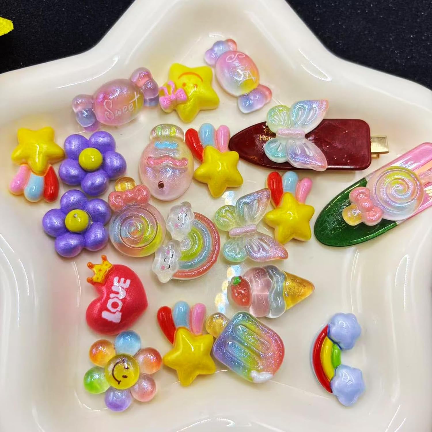 20Pcs Cute Charms, Flatback Resin Beads for Jewelry Making, Slime Charms for DIY Crafts Keychain, Nails, Phone Cases, Bottles, Scrapbooking, Cards，Hairpins